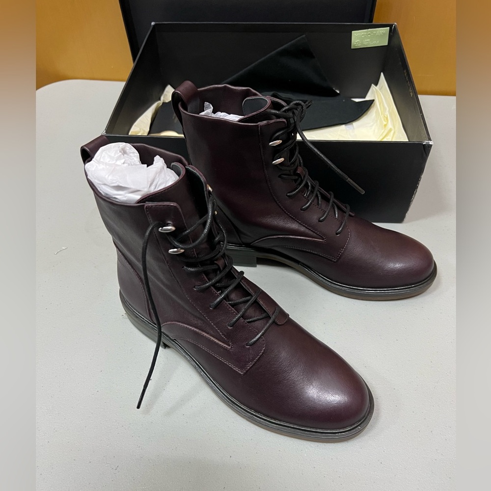 Rag & Bone Slayton lace up boots in dark winterberry - Picture 4 of 7